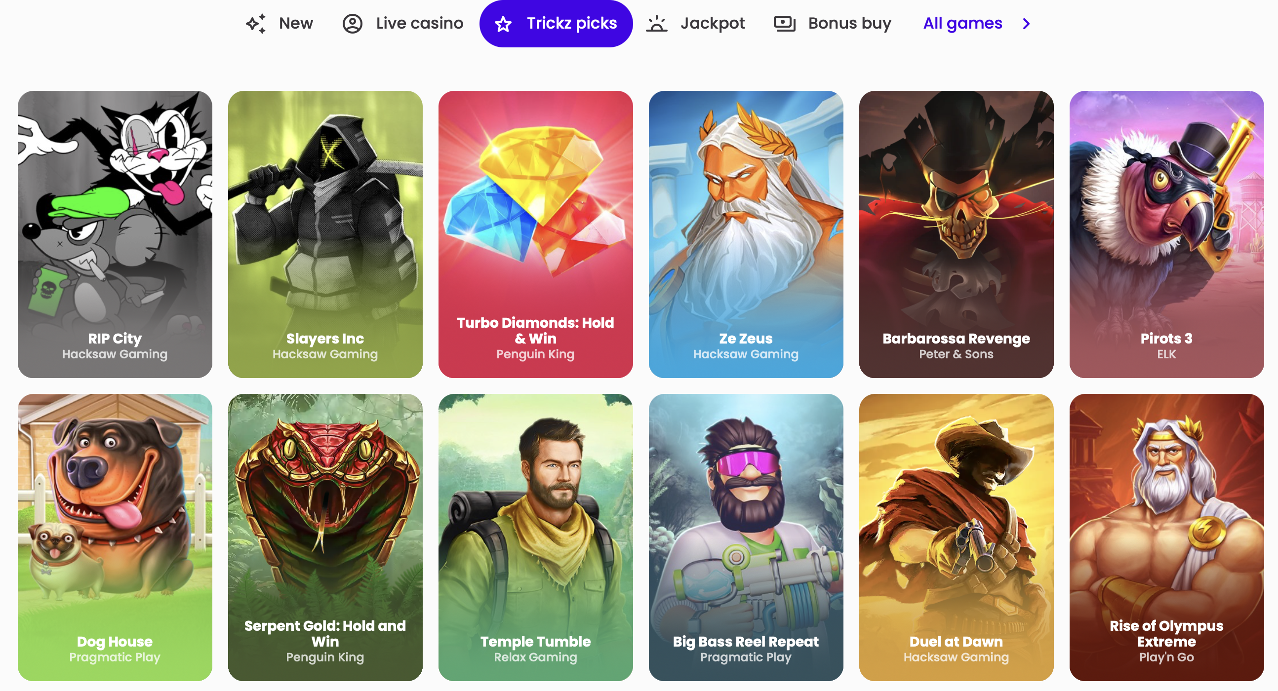 Demo-läge hos Trickz